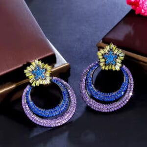 Inlay Blue Purple Earrings