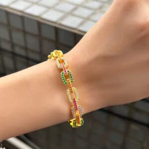 Cuban Chain link Bangle - Multicolor