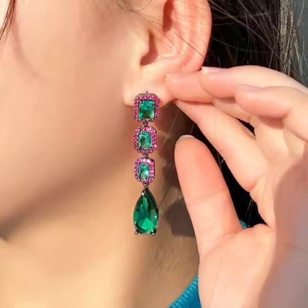 Green Crystal drop earring