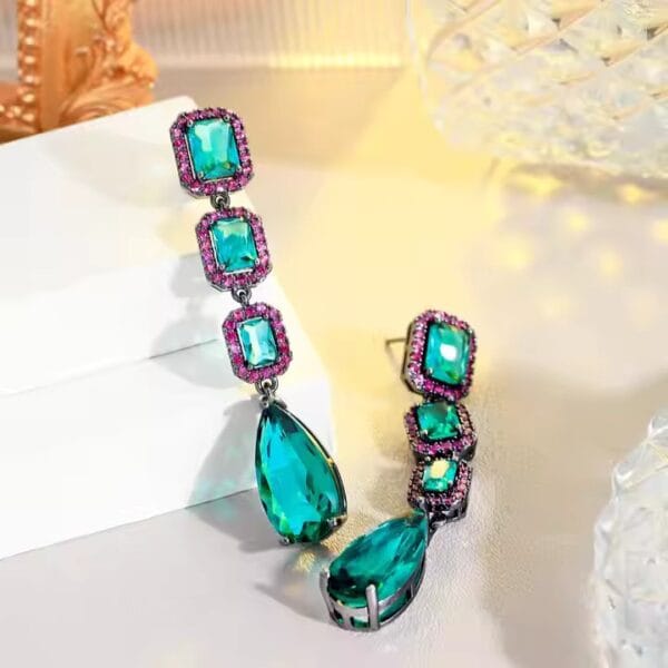 Green Crystal drop earring