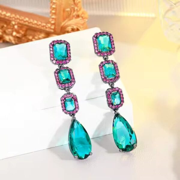 Green Crystal drop earring