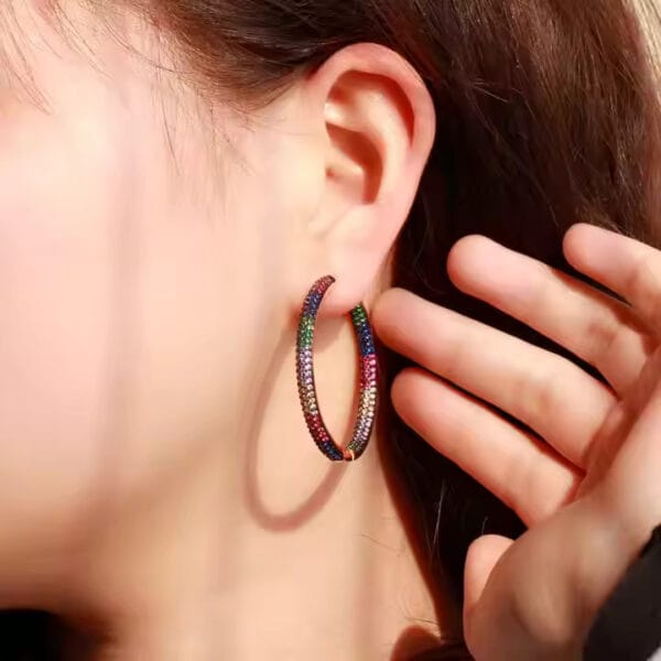 Rainbow Round Hoop Earrings