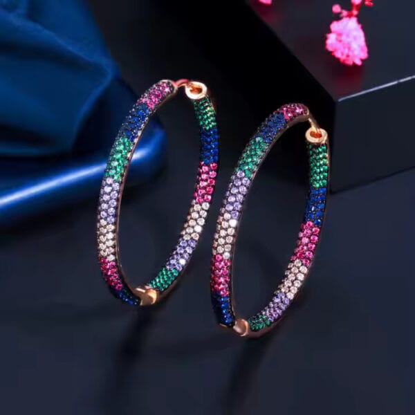 Rainbow Round Hoop Earrings