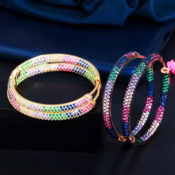 Rainbow Round Hoop Earrings