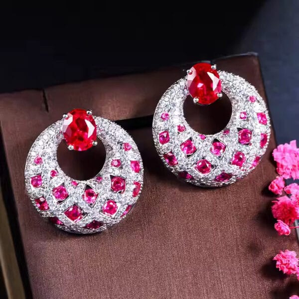 Royal Pink Round Drop Earrings