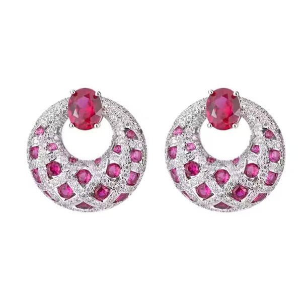 Royal Pink Round Drop Earrings