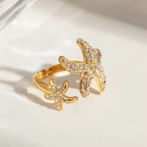 Twin Starfish Gold Ring