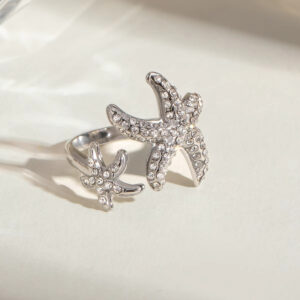 Twin Starfish Silver Ring