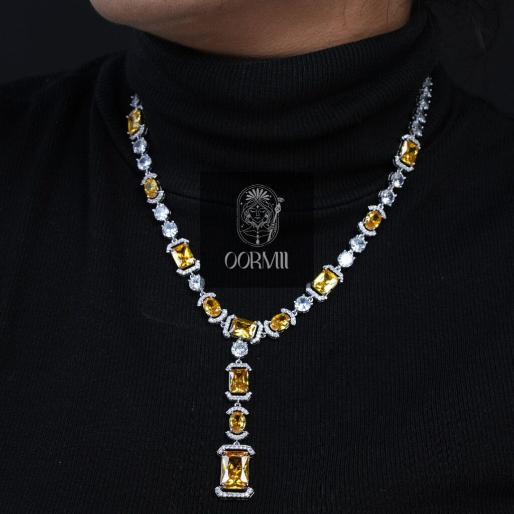 Yellow Square Pendant Necklace