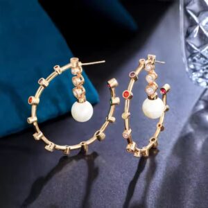 Pearl Charm Hoop Earrings