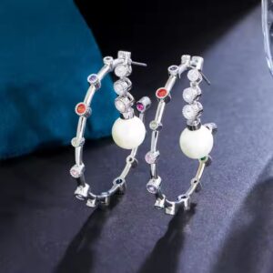 Pearl Charm Hoop Earrings