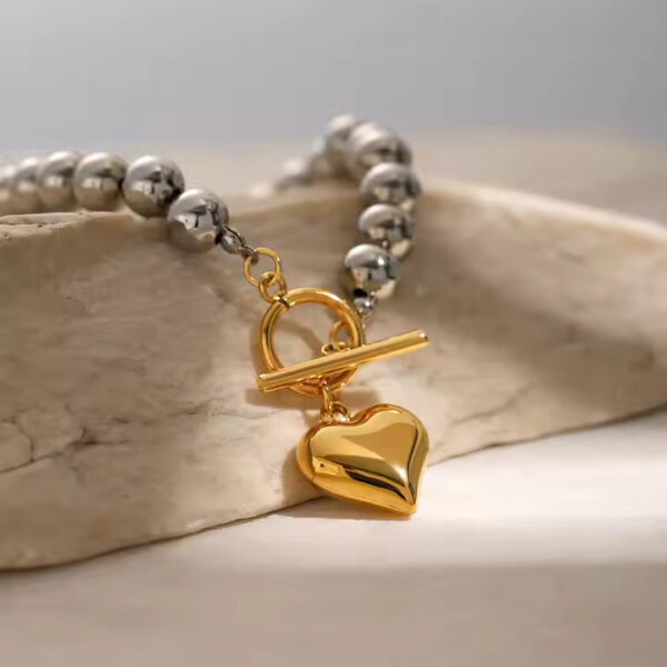 Silver Beaded Heart Bracelet