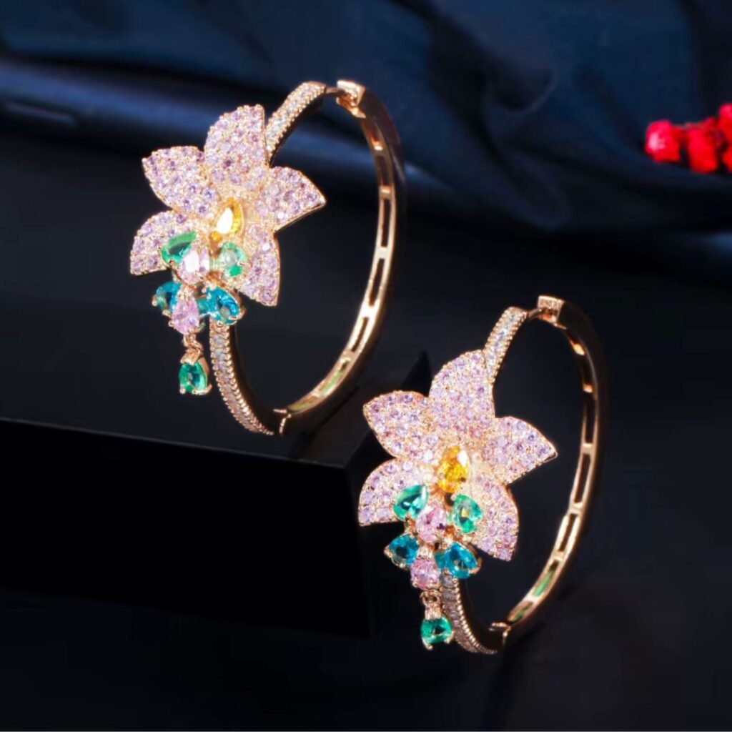 Flower Hoop Earrings