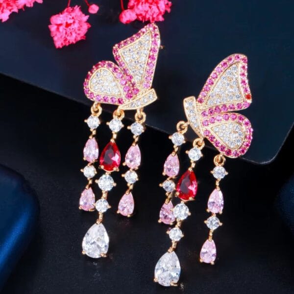 Butterfly Veil Pink Earrings
