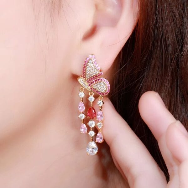 Butterfly Veil Pink Earrings